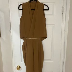Camel Sleeveless Jumpsuit